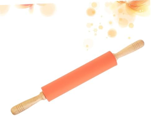 10-inch Silicone Rolling Pin with Wood Handles for Baking
