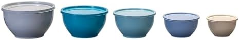 10-Piece Nonslip Nesting Plastic Mixing Bowl Set with Assorted Lids