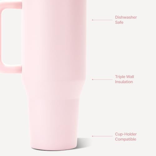HydroJug Traveler 40oz, Insulated Tumbler with Handle & Straw, Pink