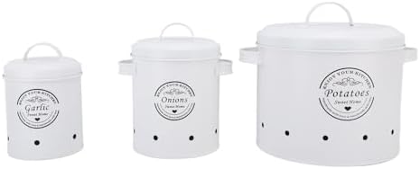 AUNMAS Carbon Steel Potato Storage Bin, 3-Pack Farmhouse Kitchen