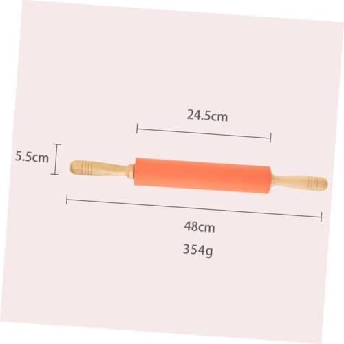 10 Inch Silicone Dough Roller Pin with Wood Handles for Baking