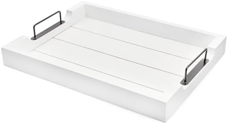 AuldHome Design Rustic Wood Serving Tray (White); Wooden Farmhouse