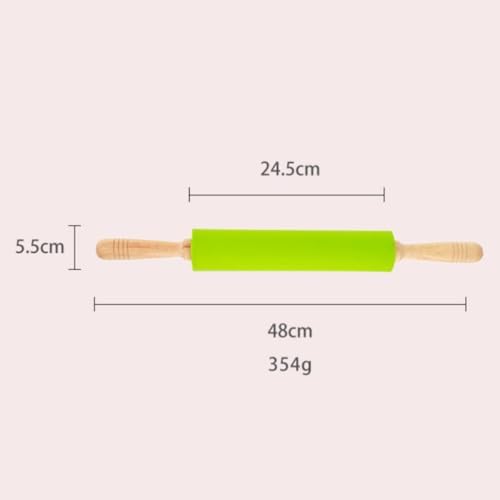 Silicone Rolling Pin with Wood Handle, Non-stick Baking Roller