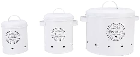 Hyuduo Carbon Steel Potato Storage Bin with Lid for Kitchen