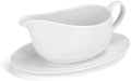 ShineMe Gravy Boat with Saucer, 14oz Porcelain Creamer Pitcher with