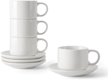 DOWAN 4 Ounce Stackable Espresso Cups, Porcelain Espresso Cups with