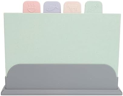 Color Coded Cutting Boards Set with Holder, 4 Plastic Chopping Board