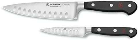 Wüsthof Classic Hollow Edge 2-Piece Chef's Knife Set, Black
