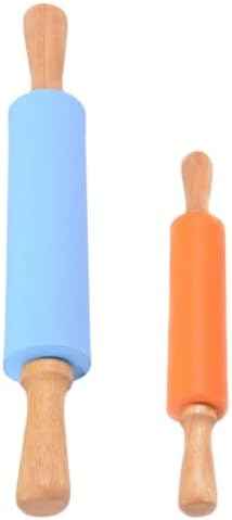 2pcs Silicone Rolling Pin for Baking, Anti-slip Dough Roller Tool
