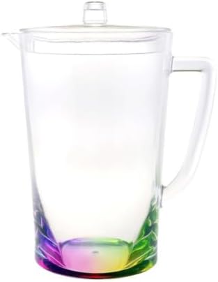 2.75 Quarts Water Pitcher with Lid, Oval Halo Design Unbreakable