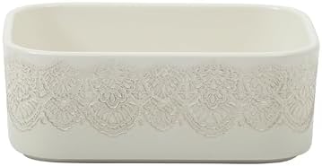 6-Piece Ceramic Nesting Baking Dishes with Lids, Vintage Lace Pattern