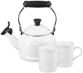 Le Creuset Demi Kettle with 2 Mugs, White/Black