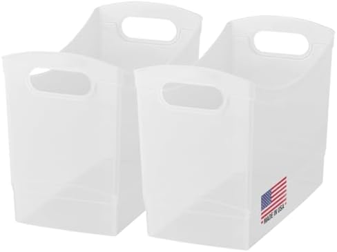 Modern Narrow Organizer Storage Bin, Clear Plastic Household Storage