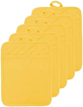 5 Oven Pot Holders with Pocket, 7x9