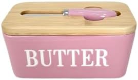 Domini Large Butter Dish,Ceramic Butter Dish with lid and knife