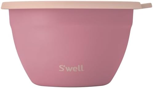 S'well Stainless Steel Salad Bowl Kit 64oz, Dusty Pink, Comes with 2oz
