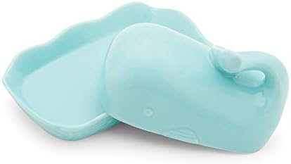 Fox Run Ceramic Whale Butter Dish with Lid, 7", Aqua Blue Cute Butter