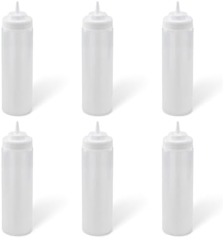 Winco Wide Mouth Squeeze Bottles, 24-Ounce, 6-Pack