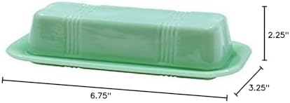 Tablecraft HJ124 Jadeite Glass Collection Butter Dish, 6.75 x 3.25 x