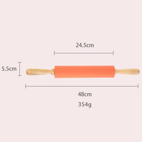 10-inch Wood Handle Silicone Dough Rolling Pin Non-stick Baking Roller