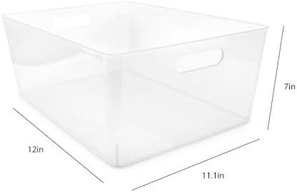 Isaac Jacobs 3-Pack XL Clear Storage Bins (12” L x 11.1” W x 7” H)