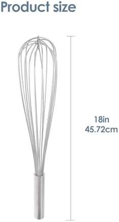 Stainless Steel Whisk – 18 Inch Kitchen Whisk for Cooking, Baking, and