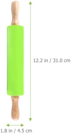 Silicone Baking Rolling Pin with Wooden Handle for Dough Pressing