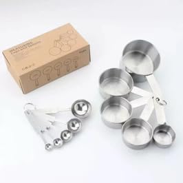 Premium No Rust 10-Piece Stainless Steel Measuring Cups & Spoons Set, Cups and by Unknown