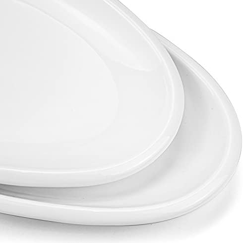Yesland 2 Pack 16" Porcelain Large Oval Serving Plates, White Oval