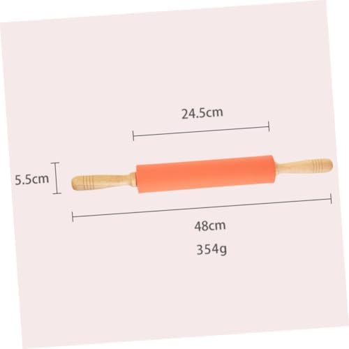 10-inch Silicone Rolling Pin with Wood Handles for Baking