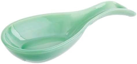Tablecraft Glass Spoon Rest, 8 x 3.5 x 1.25, Green