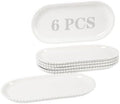 12 Inch White Porcelain Oval Serving Platters, Bead Rim, Set of 6