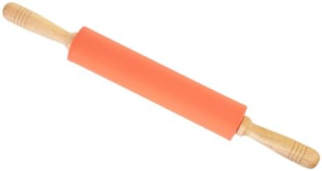 Silicone Dough Rolling Pin with Wood Handles for Home Baking
