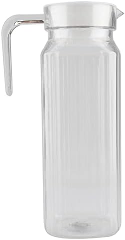 Acrylic Beverage Pitcher Transparent Striped Design with Lid for Cold