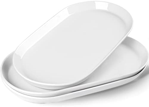 Taeochiy 14" Oval Serving Platter Set of 3 - Ceramic Large White