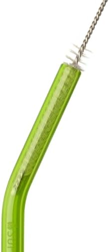 SuperBee Bent Glass Straws Set of 4 with Case & Cleaning Brush