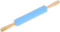 Silicone Dough Rolling Pin Non-stick Roller with Wood Handle, for