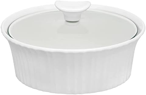 CorningWare French White 1.5-Quart Round Casserole with Glass Lid