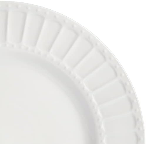 Gibson Home Zen Buffet Porcelain Ceramic Dinnerware Sets for 8, Plates and Bowls Set (40pcs), White Embossed Dishes