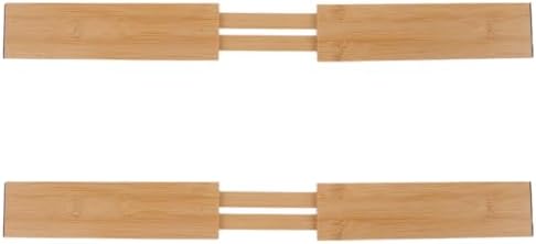 2pcs Adjustable Bamboo Drawer Dividers, Expandable Kitchen Organizers