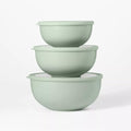 Figmint Mixing Bowl Set with Lids, Plastic Off-White 6pc (set of 3)