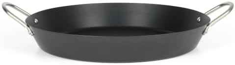 16 Inch Carbon Steel Nonstick Paella Pan, Wide Flat Base Skillet With