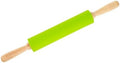 10-inch Silicone Non-stick Dough Rolling Pin Wood Handle, Green