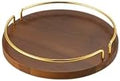 Metal and Wood Round Tray Wooden Coffee Table Tray Decor for Empty