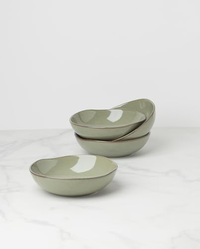 Oneida Organic Shades Sage Green Stoneware Pasta Bowl Set for 4
