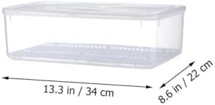 PRETYZOOM White Plastic Food Storage Box with Lid, Stackable Drain