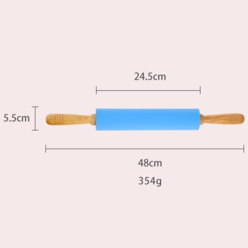 Non Stick Rolling Pin with Wood Handle Silicone Dough Roller
