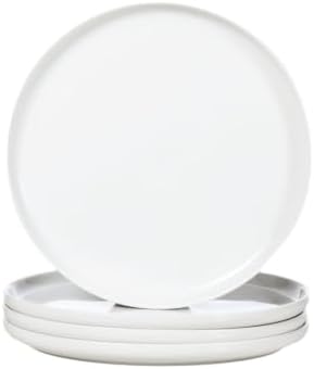 WishDeco White Dinner Plates Set of 4, Ceramic Dining Plates 10.5Inch