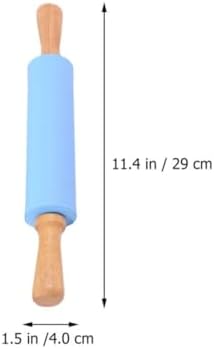 2pcs Silicone Rolling Pin for Fondant Sheets, Wood Grip Baking Roller