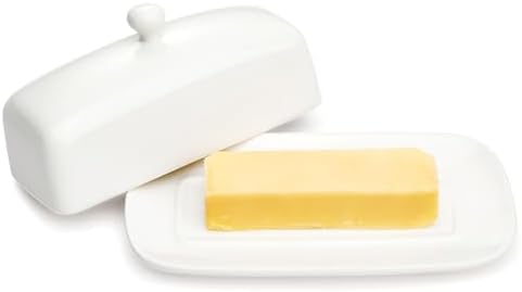 Sweese Butter Dish with Lid, Porcelain Butter Container, 7.8 Inch